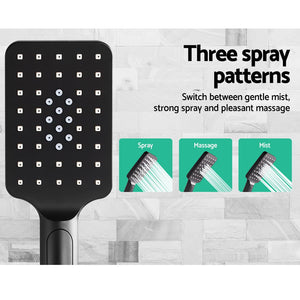 8'' Rain Shower Head Set | Handheld | Square | High Pressure | Black