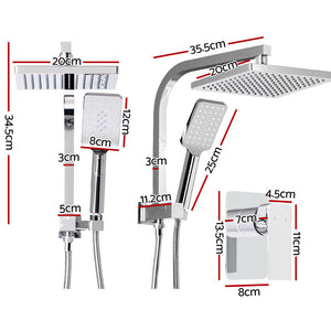 8'' Rain Shower Head Set | Handheld Round High Pressure | Mixer Tap | Chrome