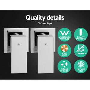 8'' Rain Shower Head Set | Handheld Round High Pressure | Twins Tap | Chrome