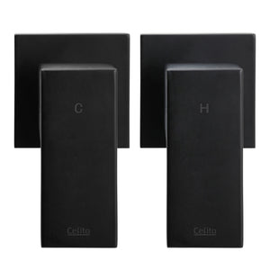 Shower Twins Tap | Wall Bath Taps | Brass | Hot Cold | Basin | Bathroom | Black