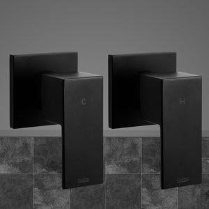 Shower Twins Tap | Wall Bath Taps | Brass | Hot Cold | Basin | Bathroom | Black