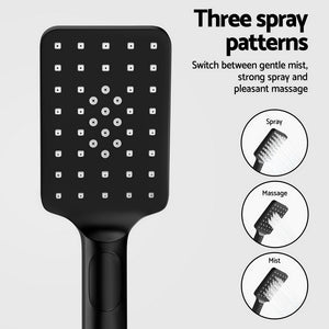 10'' Rain Shower Head Set | Handheld | Square | High Pressure | Black