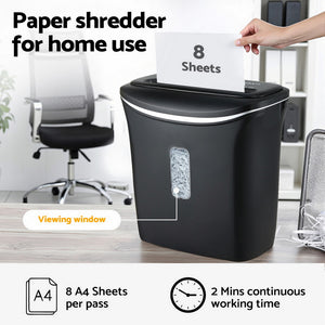 Cross-Cut Shredder | 12L Bin | 8-Sheet | Paper + Credit Card