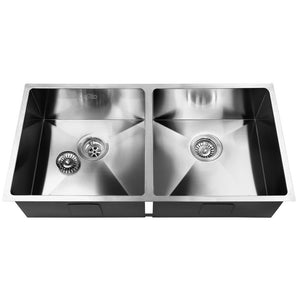 Cefito | Kitchen Sink | 86X44CM | Stainless Steel Basin | Double Bowl | Silver