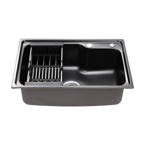 Cefito | Kitchen Sink | 61X43CM | Stainless Steel Basin | Single Bowl | Black | With Drain Basket