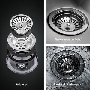Cefito | Kitchen Sink | 61X43CM | Stainless Steel Basin | Single Bowl | Black | With Drain Basket