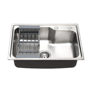 Cefito | Kitchen Sink | 61X43CM | Stainless Steel Basin | Single Bowl | Silver | With Drain Basket