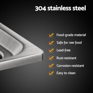 Cefito | Kitchen Sink | 61X43CM | Stainless Steel Basin | Single Bowl | Silver | With Drain Basket