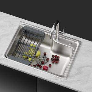 Cefito | Kitchen Sink | 61X43CM | Stainless Steel Basin | Single Bowl | Silver | With Drain Basket