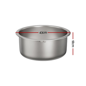 Cefito | Kitchen Sink | 43cm Round | Stainless Steel Basin | Single Bowl | Silver Finish