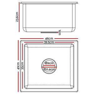 Cefito | Stone Kitchen Sink | 460X410MM | Granite Under/Topmount Basin | Laundry | Black