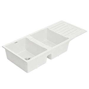 Granite Stone Sink | 116x50cm | Double Bowl | White