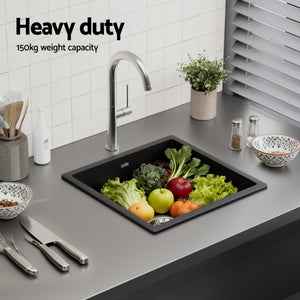 Granite Kitchen Sink | 38x38cm | Single Bowl | Black