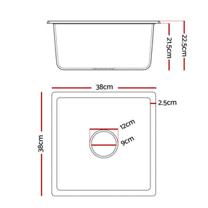 Granite Stone Sink | 38x38cm | Single Bowl | White