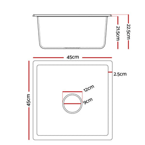 Granite Kitchen Sink | 45x45cm | Single Bowl | Black