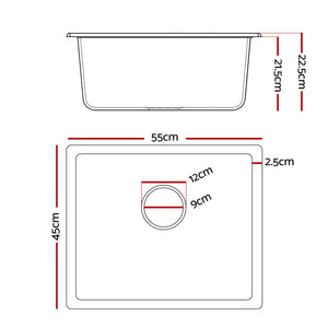 Granite Stone Sink | 55x45cm | Single Bowl | White