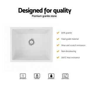 Granite Stone Sink | 55x45cm | Single Bowl | White