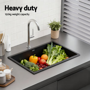 Granite Kitchen Sink | 70x45cm | Single Bowl | Black