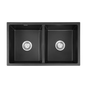 Granite Kitchen Sink | 77x45cm | Double Bowl | Black