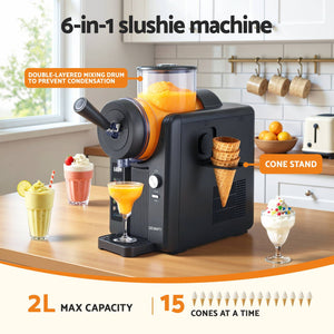 Devanti Slushie Machine 2L | Ice Cream, Smoothie & Milkshake Maker | Black