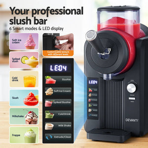 Devanti Slushie Machine 2L | Ice Cream, Smoothie & Milkshake Maker | Black