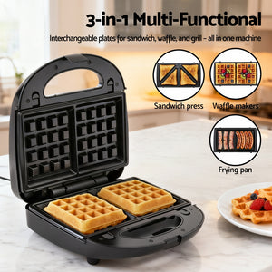 Sandwich Press | 3-in-1 | Waffle + Panini + Grill | 850W