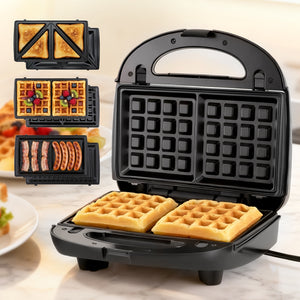 Sandwich Press | 3-in-1 | Waffle + Panini + Grill | 850W