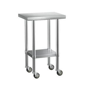 Cefito Stainless Steel Kitchen Benches | Work Bench | Wheels | 61x46cm | 430