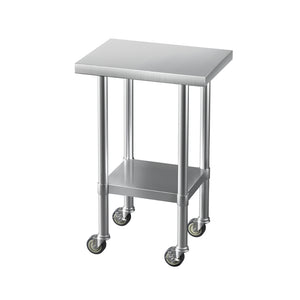 Cefito Stainless Steel Kitchen Benches | Work Bench | Wheels | 61x46cm | 430