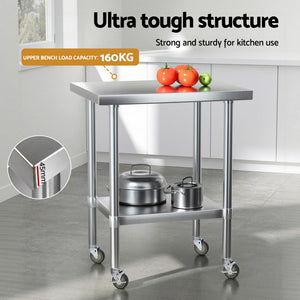 Stainless Steel Kitchen Bench | 760x610mm | 430 Grade | Splashback