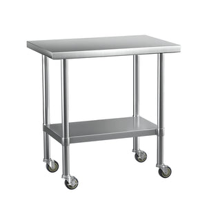 Cefito Stainless Steel Kitchen Benches | Work Bench | Wheels | 91x61CM | 430