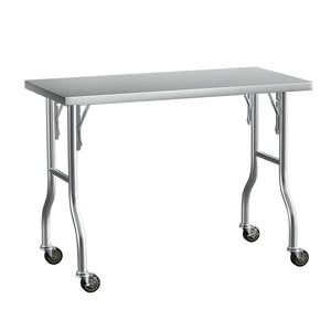 Cefito Stainless Steel Kitchen Benches | Work Bench | Wheels | 122x61CM | 430