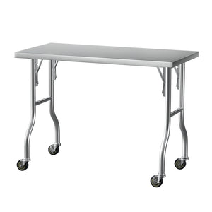 Cefito Stainless Steel Kitchen Benches | Work Bench | Wheels | 122x61CM | 430