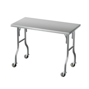 Cefito Stainless Steel Kitchen Benches | Work Bench | Wheels | 122x61CM | 430
