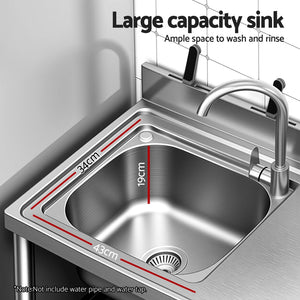 Stainless Steel Work Bench | 120cm | Kitchen Table | Sink + Splashback