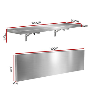 Commercial Wall Shelf | Stainless Steel | Kitchen Storage Rack | 1200x300mm