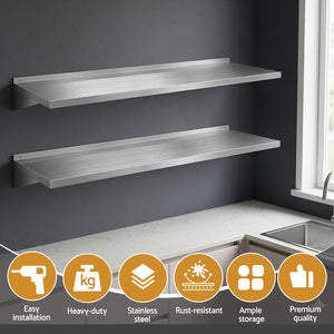 Stainless Steel Kitchen Wall Shelves | 2 Pack | 1200mm