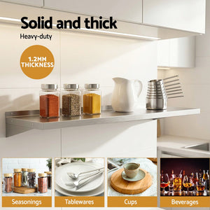 Stainless Steel Kitchen Wall Shelves | 2 Pack | 1200mm