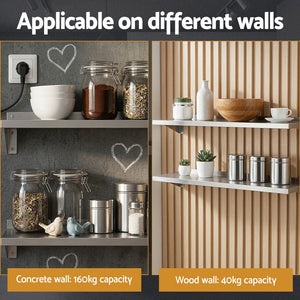 Stainless Steel Kitchen Wall Shelves | 2 Pack | 1200mm