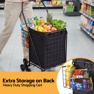 Folding Shopping Trolley | Aluminium Utility Cart | Black