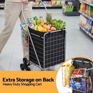 Folding Shopping Trolley | Aluminium Utility Cart | Silver