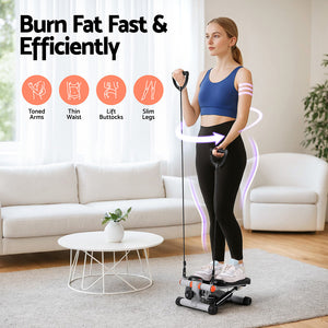 Everfit Mini Stepper | Compact Home Workout Step Machine with Resistance Ropes | Grey