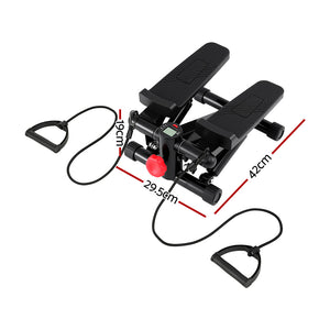 Everfit Mini Stepper | Compact Home Workout Step Machine with Resistance Ropes | Black