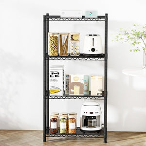 Steel Shelving Rack | 4 Tier | Adjustable Storage Shelves | Garage Kitchen