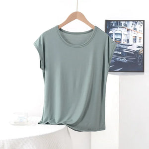 Plus Size Boho Casual Modal Tee | Lightweight O-Neck Solid Colour Summer T-Shirt (XL to 8XL)