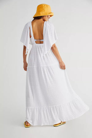 Boho Oversized Maxi Dress | Deep V-Neck Flowy Cotton Blend Long Dress | Flare Sleeve Beach Sundress | S-XL | Summer 2024