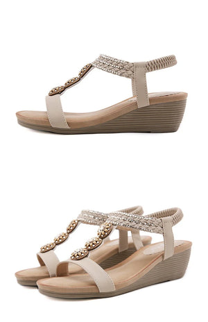 Women's Roman Rhinestone Luxury Summer Shoes | Apricot Or Navy | Various Sizes