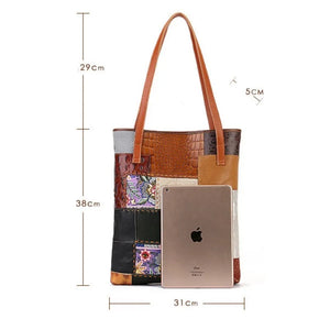 High Quality Hippie Leather Patchwork Bag | 31CM X 38CM