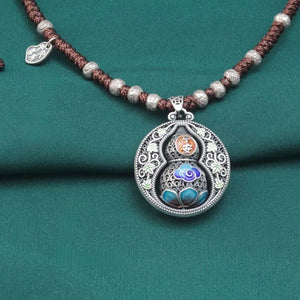 Bohemian Styled 925 Sterling Silver With Gourd Fish Pendant Necklace