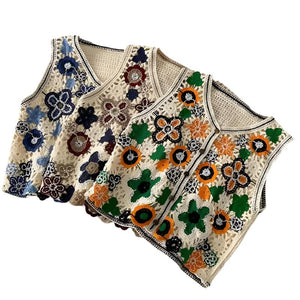 Women's Bohemian Hollow Crochet Knit Vest | Free Size